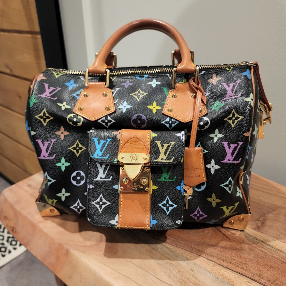 Louis Vuitton Black Multi Colored Speedy